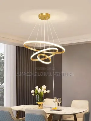 Modern Led Chandelier 3 Colour's Light Available in Gold and Black Bdy