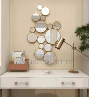 Wall Mirror Gold Stone Round Mirror, Compatible With Bathroom, Living