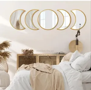 5 Pieces Moon Phase Mirror Set Crescent Moon Mirror Wall Decor Bedroom