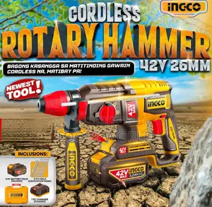 Ingco 42v Brushless 26mm 4-Mode Rotary Hammer 2x2.0ah Case