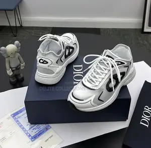 White and Grey Technical Fabric and Navy Blue Rubber