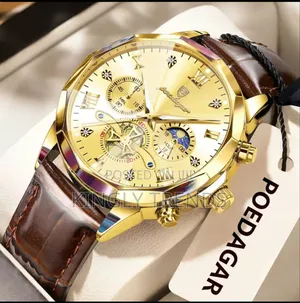 High Quality Poedagar Active Chronograph Leather Wristwatch