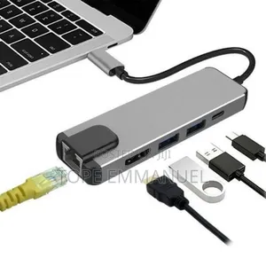 5 in 1 Usb Type-C Hub Rj45 Lan Adapter for Macbook Pro