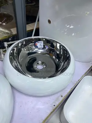 Inner Silver Outer White Countertop Basin