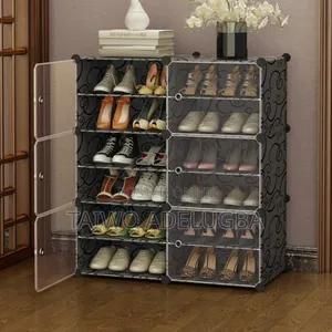 Double Phase 2 Partition High Quality Plastic Shoe Rack With Cover