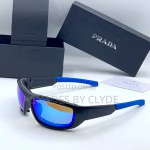 Prada Sunglasses - Frames With Blue Accents Mirrored Lenses - New!