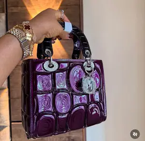 Luxury Vintage Stock Glossy Leather Bag Gold • Purple •