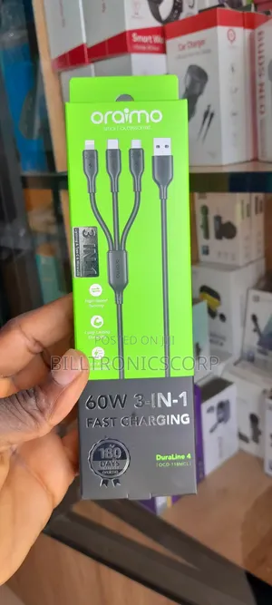 Oraimo 60w 3 in 1 Fast Charging Cable.