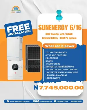 6kw Inverter/16kwh Battery + 8kw Pv System Package