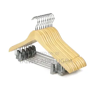 Wooden Hanger With Clips