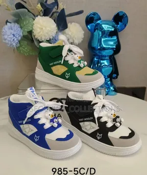Unisex Kids High-Top Sneakers – Bear Charm Casual Shoes