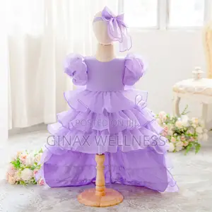 Luxury Puff-Sleeve Princess Dress With Matching Headband