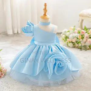 One-Shoulder Baby Dress With Puffed Off-Shoulder Sleeve