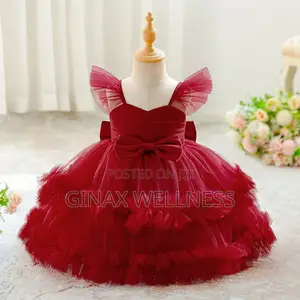 Elegant Tulle Baby Girl Dress With Puffed Ruffle Sleeves (6-12 Months)