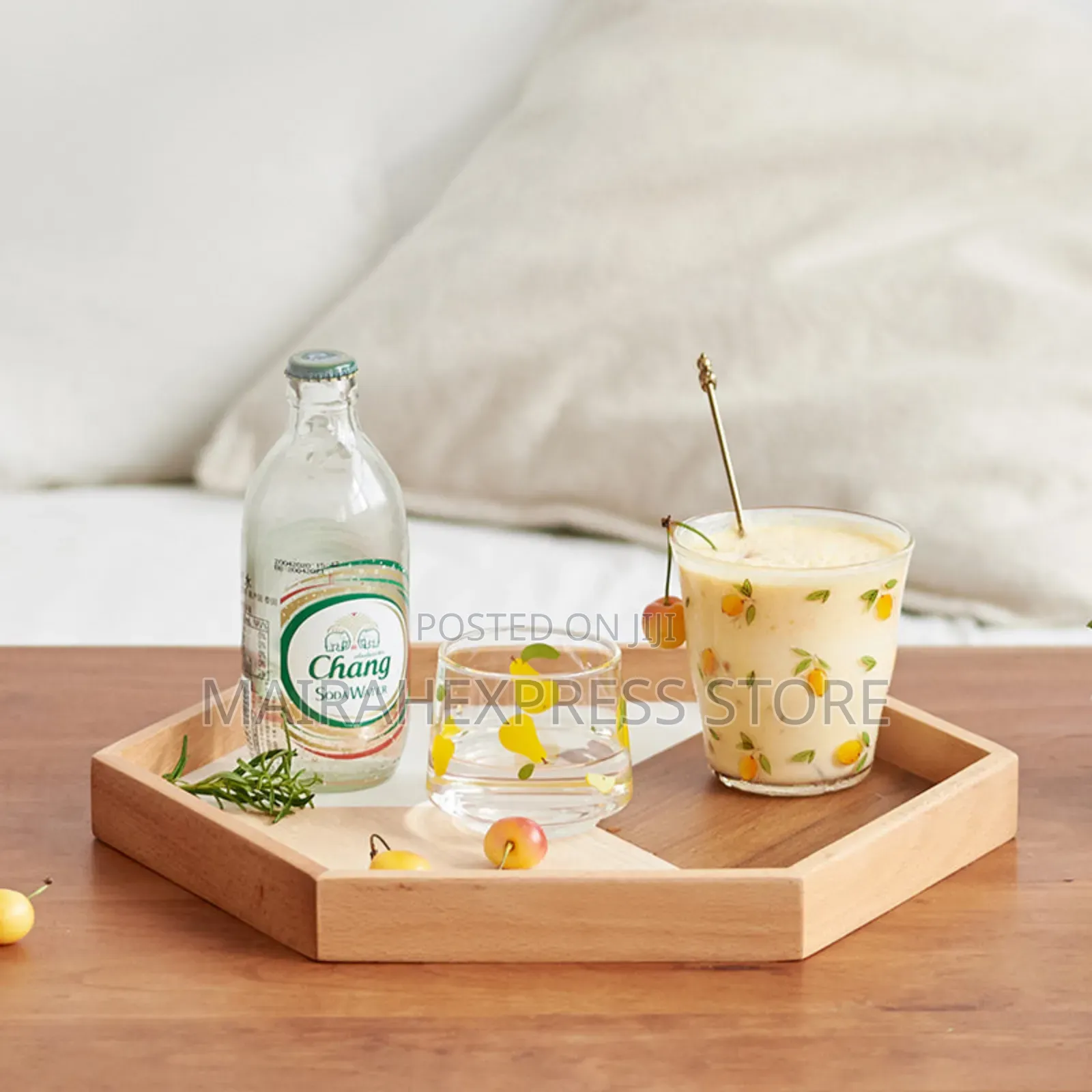 3pcs Hexagonal Bamboo Serving Tray Set (Ts).