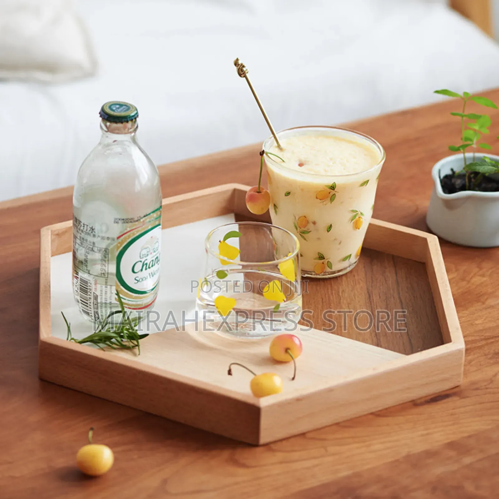 3pcs Hexagonal Bamboo Serving Tray Set (Ts).