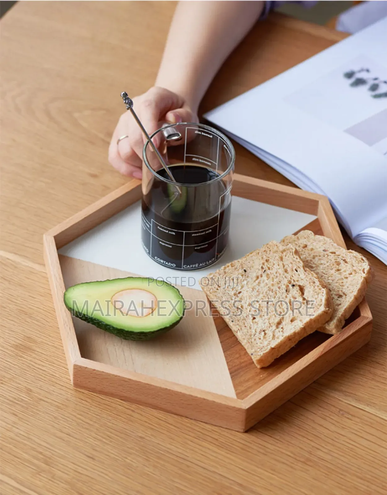 3pcs Hexagonal Bamboo Serving Tray Set (Ts).