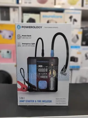 Powerology 3in1 Jump Starter Tire Inflator - Black/ Blue