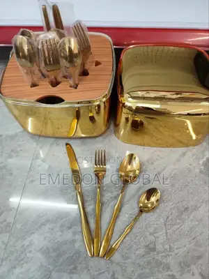 Lucky Box High Grade Stainless Steel 24-Piece Gold Cutlery Set