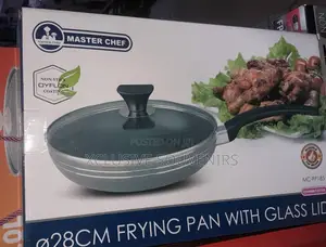 Master Chef 28cm Non Stick Frying Pan With Glass Lid And Long Handle