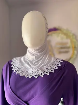 Laced Stoned Hijab for Muslim Women, White Office Hijab for Ladies