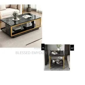 Highqualityexoticfauxmarblemdfwood)Centre Table and Luxury Side Stool