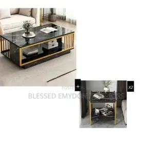 Highqualityexoticfauxmarblemdfwood)Centre Table and Luxury Side Stool