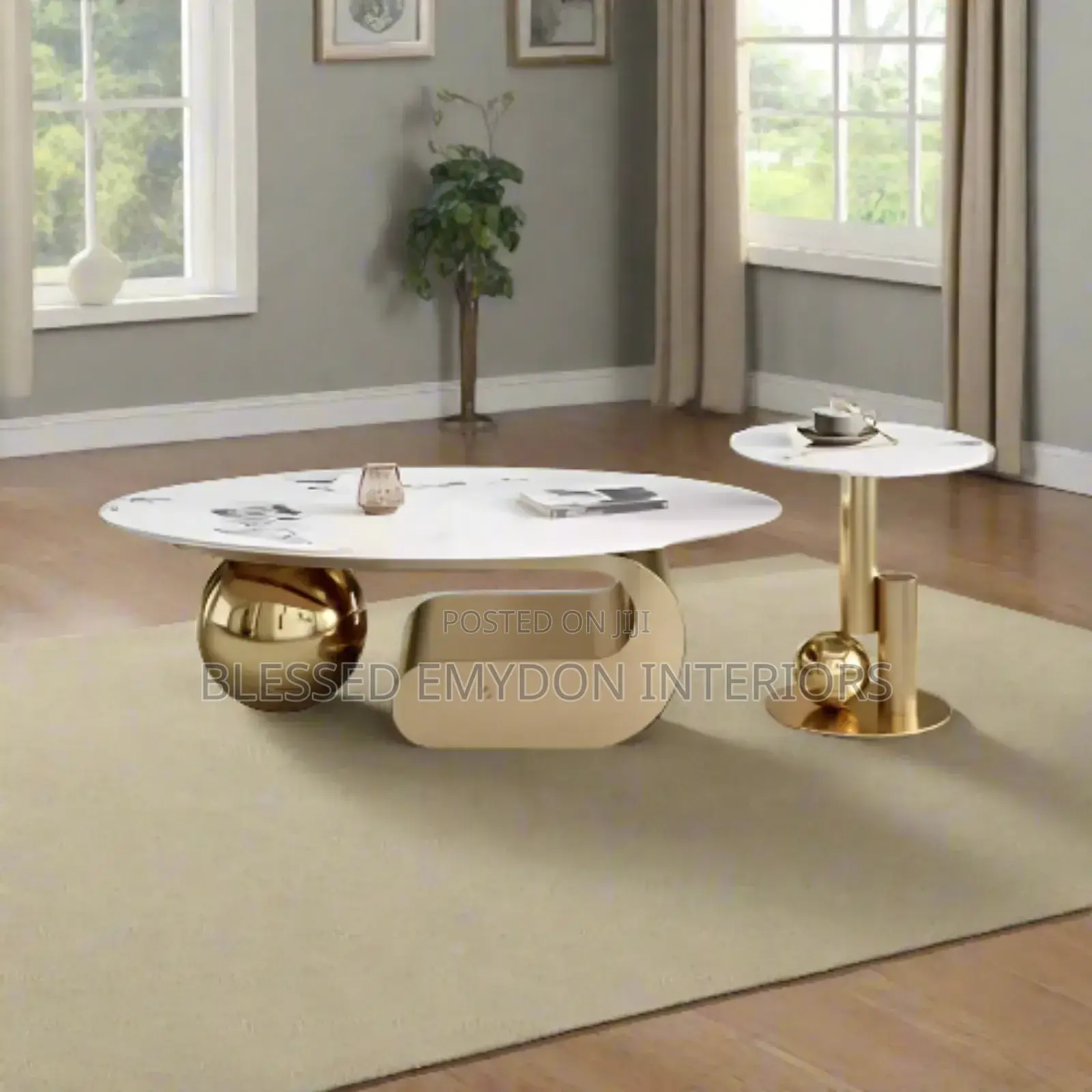 Modern Marble-Top Coffee Table Set