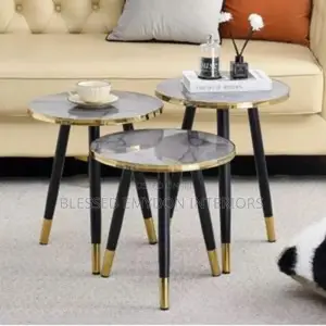 Exotic Set of 3 Nesting Coffee Side Tables