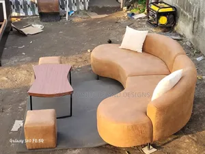Brown Curved Couch