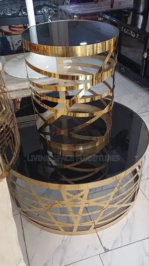Luxury Glass Top Center Table With Two Side Stools