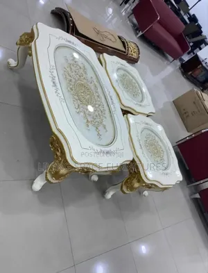 Royal Wood/Glass Top Center Table With Two Side Stools