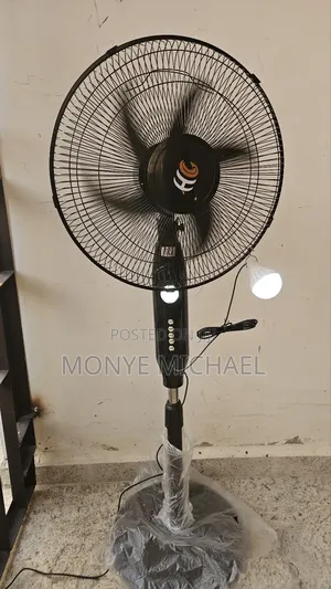 16" Solar Fan With Solar Panel,Adapter, Lithium Powered Battery,