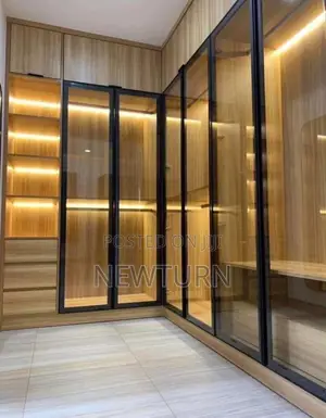 Six Glass Doors of Luxury Wardrobe With Light.