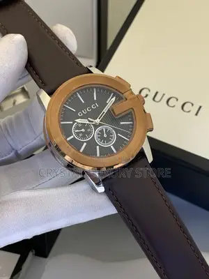 Gucci Quality Luxury Men Chronograph Genuine Leather Wristwatch