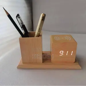 Wireless Charging Wooden Pen Organizer