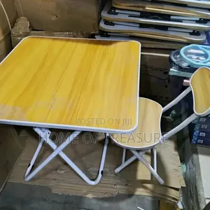Foldable Reading Laptop Table and Chair Set With Wood-Like Surface