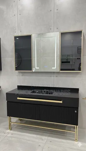Glossy Black Marble Top Cabinet