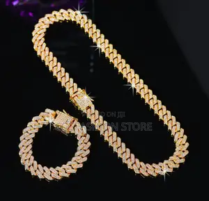 Cuban Ice Necklace and Bracelet Set