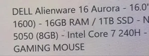 New Laptop Alienware Area-51m 16GB Intel Core 7 SSD 1T