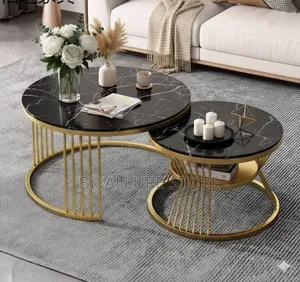 Nordic Glass Marble Design Twin Center Table