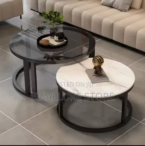 Marble Glass Round Twin Center Table