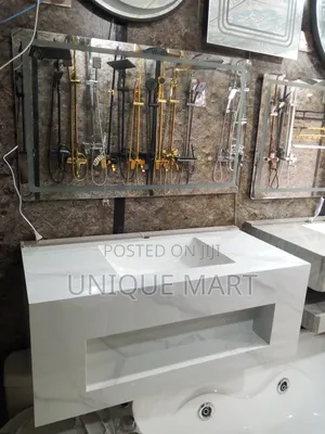 Modern Bathroom Vanity With Wash Hand Basin and Lead Light Mirror