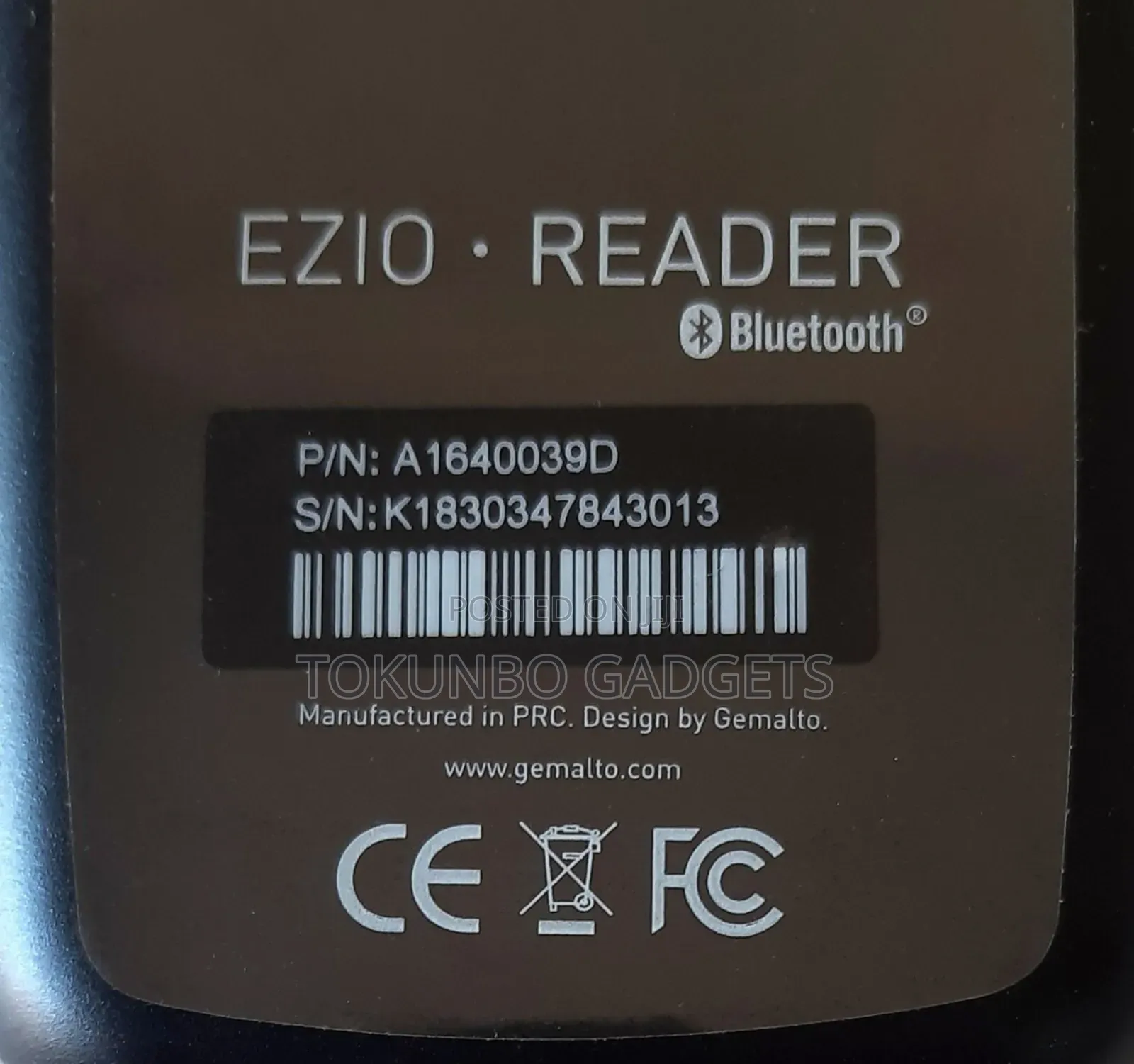 Gemalto Ezio Bluetooth Debit/Credit Card Reader E