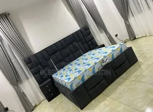 6#6 Bed Frame With Two Side Drawer Black