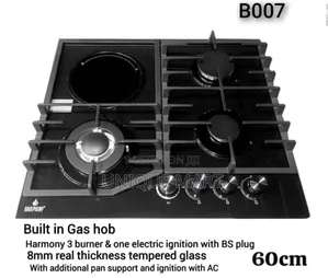 3 Gas Burner and 1 Electric Hotplate. Brand: Harmony