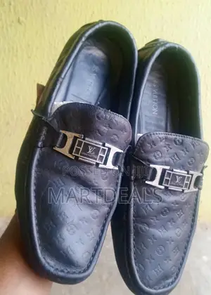 Louis Vuitton Black Leather Slip-on Loafers