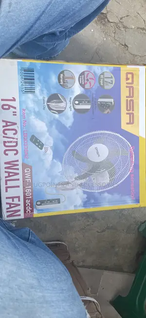 Qasa Wall Fan W/Remote 16” {17watts}Solar , Inverter, Low Wattage Fan