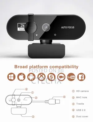 Qhd Webcam 2560x1440p Web Camera, Privacy Shutter, Autofocus