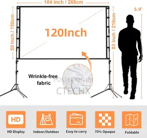 120 Inch Portable Projector Screen Indoor Outdoor 16:9